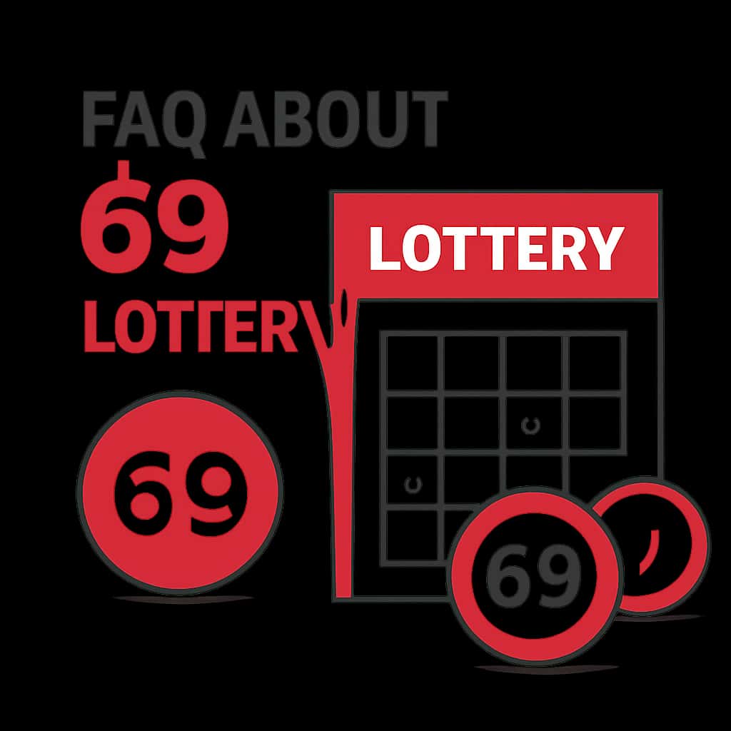 Illustration explaining 69 Lottery FAQ topics.