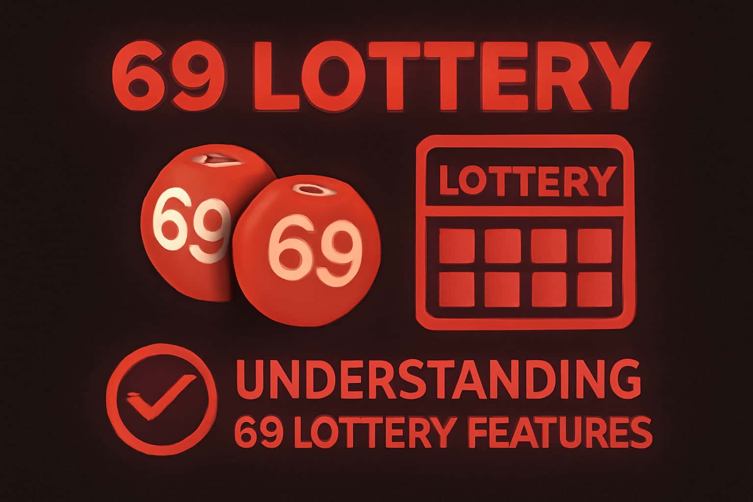 An informational representation of 69 Lottery features with modern design elements.
