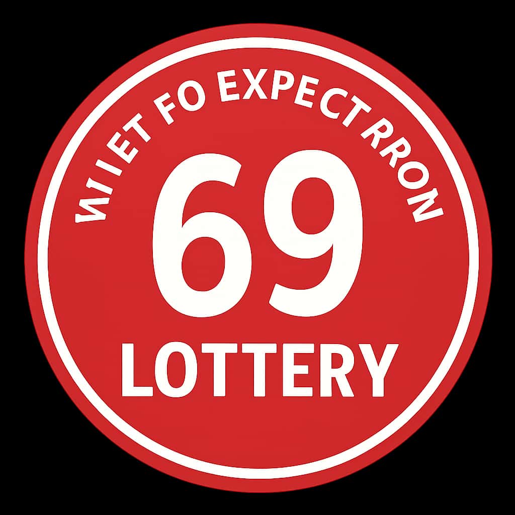 A simple badge design illustrating the 69 Lottery guide.